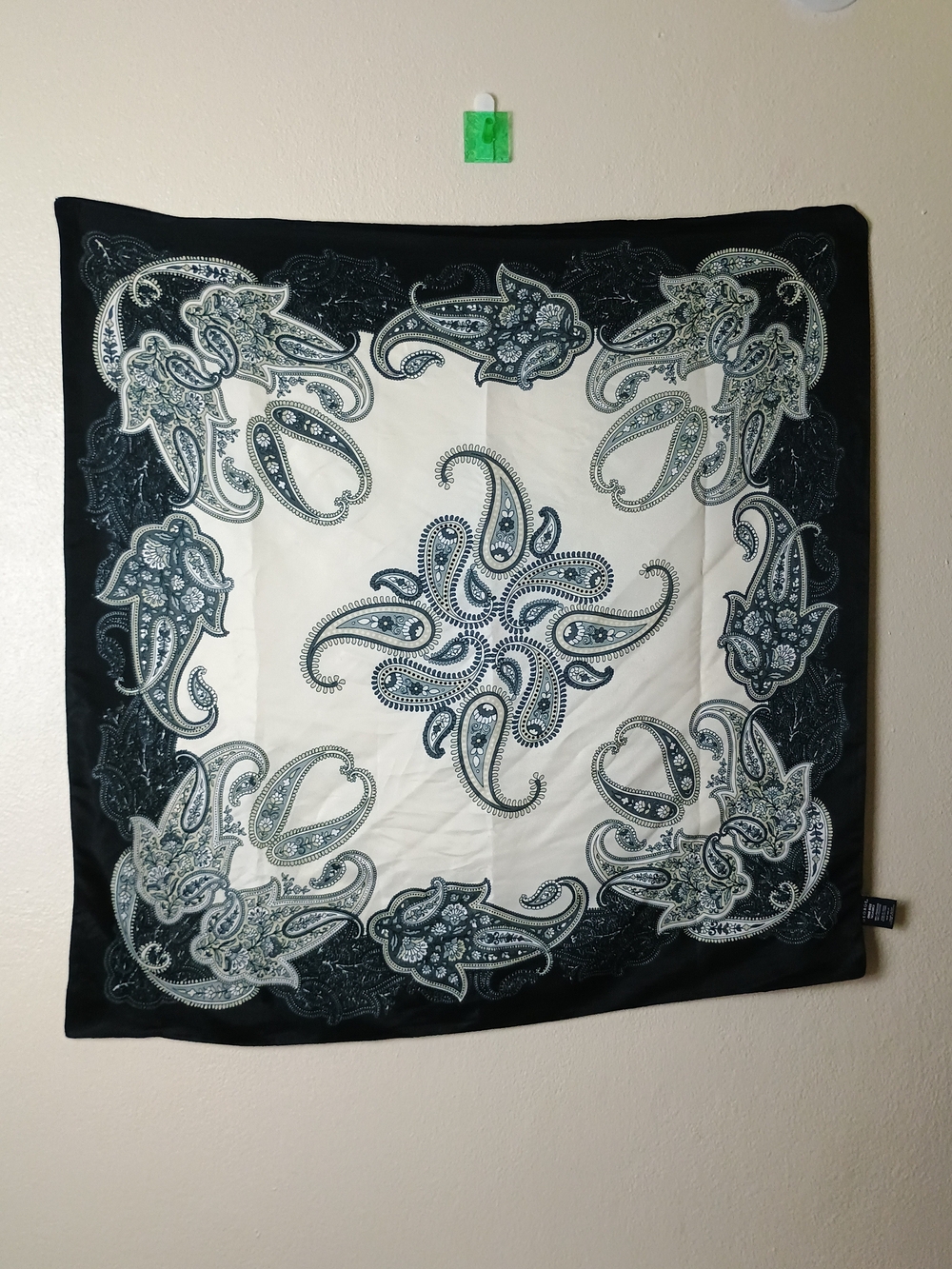 George Black and White Paisley Square Scarf